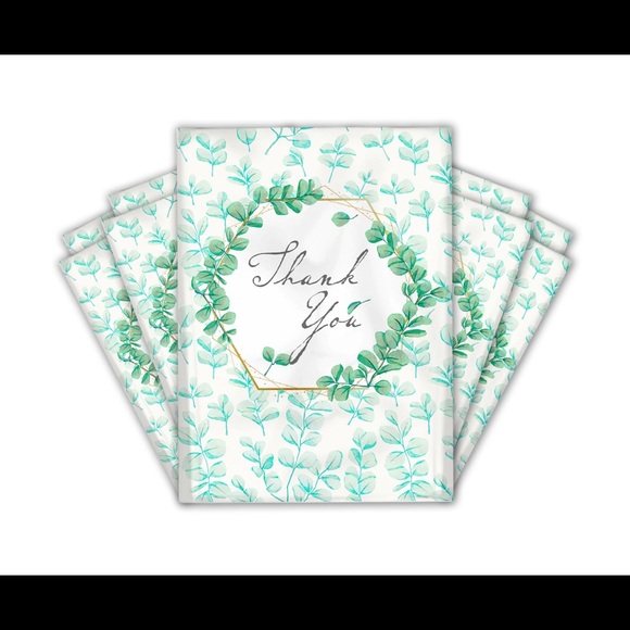 50 10X13 Poly Mailers Green Laurel Thank You Flat Shipping Envelopes - Picture 6 of 7